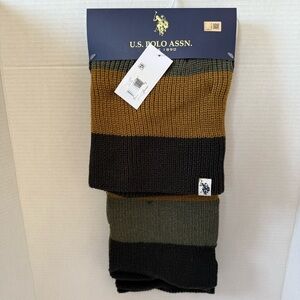 U.S. Polo Assn. Dark Knit Scarf and Beanie set